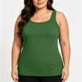 thumbnail image 1 of TARIENDY Plus Size Tank Tops for Women with Padded Lined U Neck Ribbed Basic Tanks Wide Straps Sleeveless Shirts with Built in Bra Green XXXXXL, 1 of 9