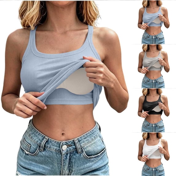 TARIENDY Racerback Workout Tank Tops for Women Built-in-Bra Ribbed Sleeveless Tops Wide Straps Scoop Neck Cami Shirts Plus Size Slim Fit Basic Shirt White XXL