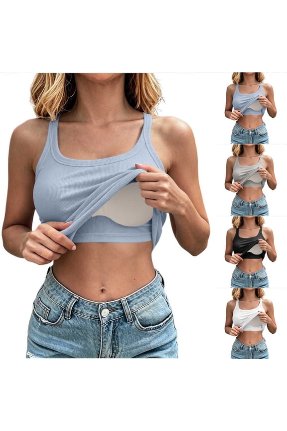 Racerback Workout Tank Tops for Women Built-in-Bra Ribbed Sleeveless Tops Wide Straps Scoop Neck Cami Shirts Plus Size Slim Fit Basic Shirt White XXL
