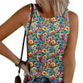 thumbnail image 1 of TARIENDY Ribbed Knit Tank Top for Women Plus Size Sleeveless Floral Printed Tops Summer Casual Round Neck Blouses Trendy Going Out Tops Multicolor XXXL, 1 of 5