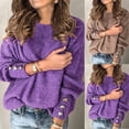 thumbnail image 1 of TARIENDY Ribbed Knit Tops for women Loose Fit Crewneck Pullover Sweaters Plus Size Long Sleeve Sweater with Buttons Lightweight Fall Clothes M, 1 of 10
