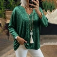 thumbnail image 1 of TARIENDY Sequin Shirts for Women V Neck Sparkly Glitter Tops for Party Night Dressy Casual Long Sleeve Blouse Shirt Green XXL, 1 of 7