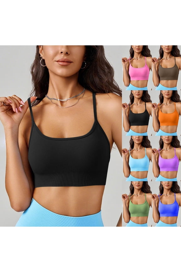 Sports Bra for Women Cross Back longline Workout Bras High Impact Full Coverage Yoga Bras Support Sports Gym Crop Tops Hot Pink M