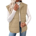 thumbnail image 1 of TARIENDY Thin Quilted Vest Women Sleeveless Stand Collar Jackets with Zipper Lightweight Puffer Vests Casual Outerwear Beige XL, 1 of 6