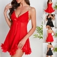 thumbnail image 1 of TARIENDY Women Nightgown Sheer Mesh Ruffle Lingerie Dress Lace Babydoll Chemise Nightdress Lightweight Sleeveless Loungewear Red L, 1 of 10