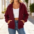 thumbnail image 1 of TARIENDY Women's Full Zip Hoodies Fall Hooded Sweatshirt Jacket Solid Color Long Sleeve Casual Jackets Y2K Spring Coats with Pockets Wine XXL, 1 of 9