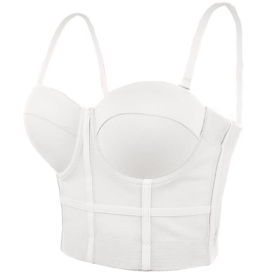 TARIENDY Women's Overbust Corset Tops Boned Bustiers Mesh Crop Camisole Top Shapewear Lingerie Princess Bodice with Hooks White XXL
