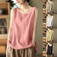 thumbnail image 1 of TARIENDY Womens Cotton Linen Tank Tops Plus Size Sleeveless Tops Loose Fit Crewneck Blouses Casual Summer Clothes Green L, 1 of 7