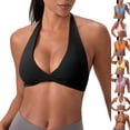 thumbnail image 1 of TARIENDY Womens Halter Bra Yoga Gym Bras Seamless Beauty Back Sports Bra Wireless Full Coverage Workout Tops Removable Padded Twist Bras White S, 1 of 8