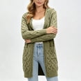 TARIENDY Womens Long Cable Knit Cardigan Open Front Hooded Sweaters ...