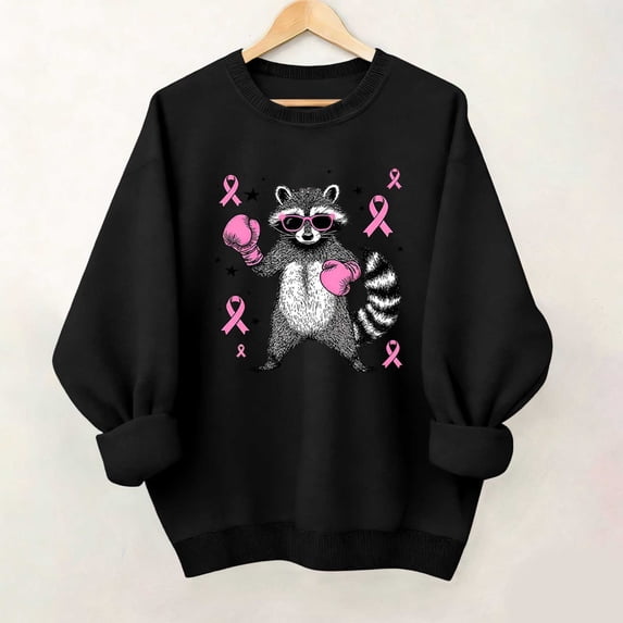 TARIENDY Womens Long Sleeve Sweatshirt Pink Ribbon Wings Graphic Pullover Tops Breast Cancer Awareness Fall Winter Sweatshirts Black*4 XL