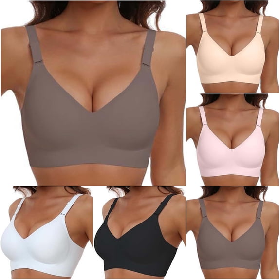 TARIENDY Womens Seamless Wirefree Bra Comfortable Full Coverage Supportive Bras Soft Adjustable Straps Everyday Bra Beige L