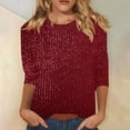 thumbnail image 1 of TARIENDY Womens Sequin Tops 3/4 Sleeve Glitter Sequin Shirts for Party Club Fashion Round Neck Tunic Top for Going Out Wine XXL, 1 of 6