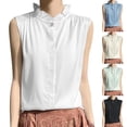 thumbnail image 1 of TARIENDY Womens Summer Sleeveless Tops Dressy Ruffle Crewneck Tank Tops Business Casual Outfits Solid Button Up Tops Summer Clothes Green M, 1 of 5