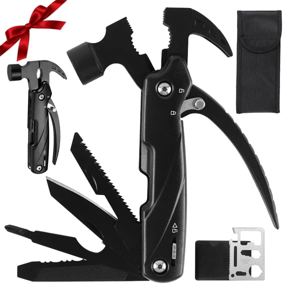 TARNIQOZ 12-in-1 Hammer Multitool, Christmas Gifts for Men, Camping Multitool Pocket Tool Survival Gear Outdoor Multi Tool Stocking Stuffers Birthday Fathers Day Gifts for Dad Him Husband Boyfriend