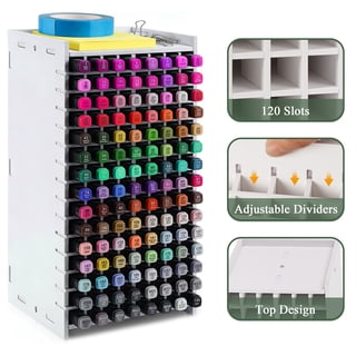 TARNIQOZ Marker Organizer, 120 Slots Marker Holder with Removable Dividers Art Marker Storage Organizer Rack Watercolor Brushes Colored Pencil Organizer for Desk, Office, Home, Classroom