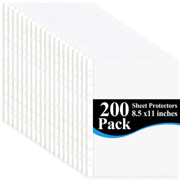TARNIQOZ Sheet Protectors 8.5 x11 inches, 200 Pack Clear Plastic Page Protectors for 3 Ring Binder, 11-Hole Sheet Sleeves Top Loading Paper Protector Sheet for Binders Documents Photos Office Home