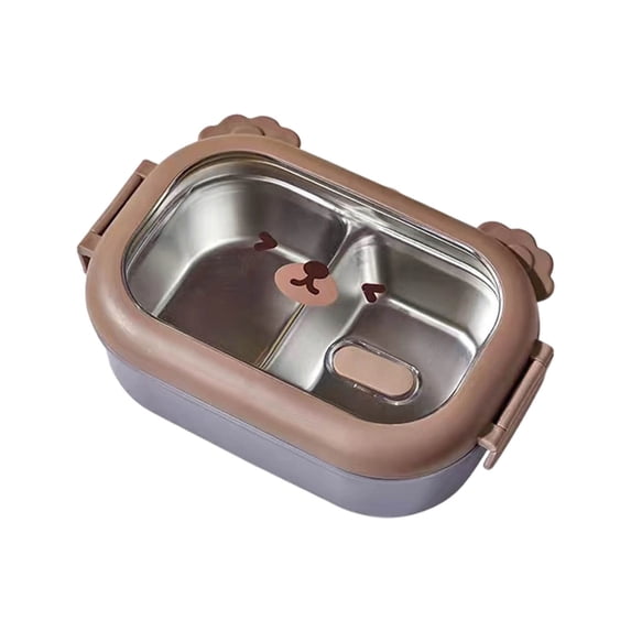 TAROFIIH Cute Bear-Shaped 304 Stainless Steel Lunch Box – Double-Compartment, Airtight, Portable Lunch Box – Lunch Box – Outdoor Snack and Fruit Compartment Lunch Box