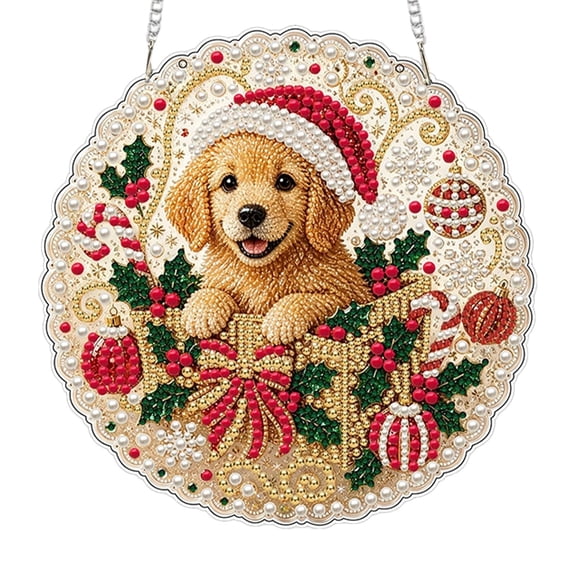 TAROFIIH DIY Pearl Painting Ornament, Round Acrylic Craft Kit with Hanging Loop for Christmas Tree Decor