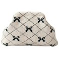 thumbnail image 1 of TAROFIIH Women’s Polyester Cosmetic Bag – Portable Crocheted Handbag, Dumpling-Shaped Striped Pleated Cloud Clutch, Evening Purse for Travel, Parties and Weddings, 1 of 6