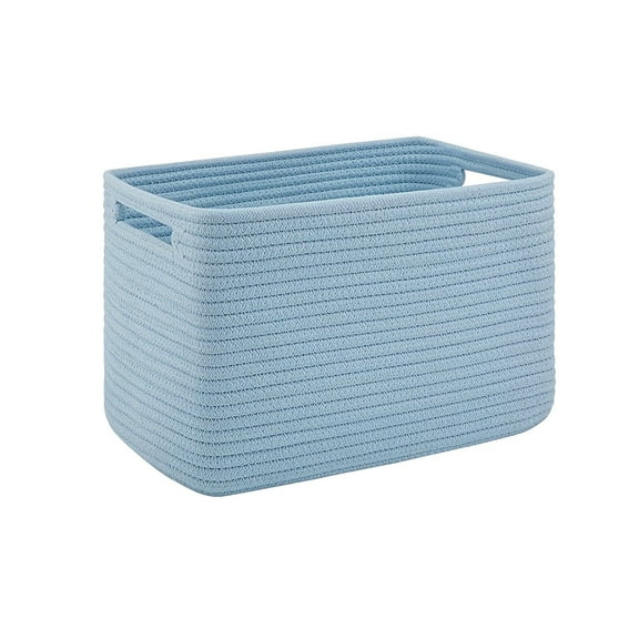 TAROFISH 1 Pack Storage Basket, Collapsible Handheld Dirty Clothes Basket. For Organizing Toys, Towels and Clothes, Woven Baskets for Shelves, Sturdy Nursery Cube Organizers,Blue