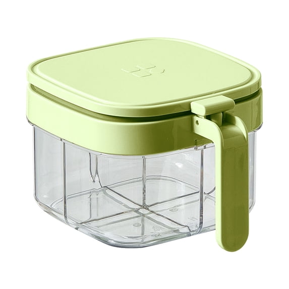 TAROFISH 1 Transparent 4-Compartment Spice Box, Household Kitchen Spice Jar, Spice Container, Salt Shaker, Kitchen Cooking Utensil.,Green,One Size