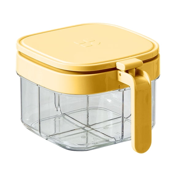 TAROFISH 1 Transparent 4-Compartment Spice Box, Household Kitchen Spice Jar, Spice Container, Salt Shaker, Kitchen Cooking Utensil.,Yellow,One Size