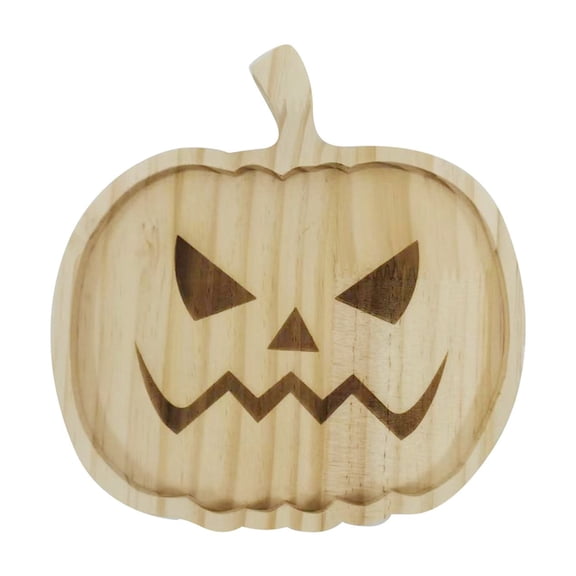 TAROFISH 1 Wooden Halloween Pumpkin Pattern Tray, Snack Dessert Tray, Cheese Bread Tray, Food Fruit Kitchen Tableware, Suitable for Home and Restaurant Use.