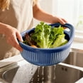 thumbnail image 1 of TAROFISH 1PC Double-Layer Colander Bowl 8.46 Inch Kitchen Strainer with Draining Basket for Pasta Fruits Vegetables Multi-purpose Food Storage Container,Blue, 1 of 5