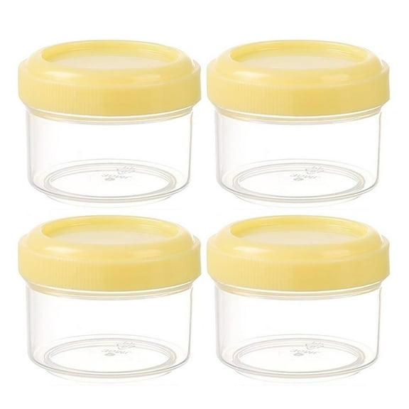 TAROFISH 35 Ml Small Food Container with Lid, 4-Piece Set, 1 Cup Capacity Reusable Food Container with Screw Cap, Suitable for Preparing Small Portions of Food., Yellow