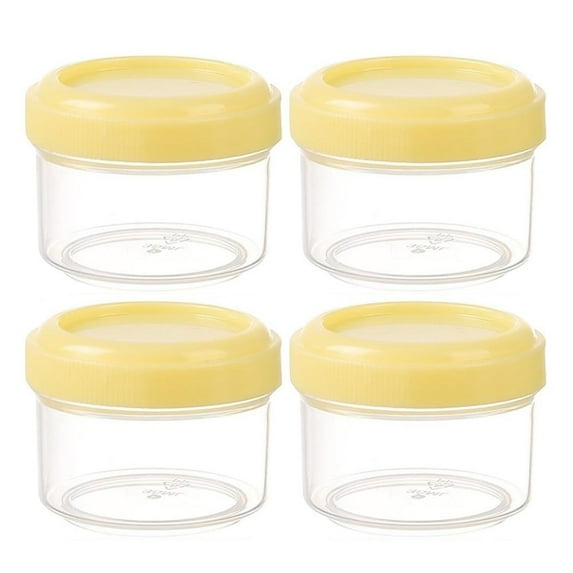 TAROFISH 35 Ml Small Food Container with Lid, 4-Piece Set, 1 Cup Capacity Reusable Food Container with Screw Cap, Suitable for Preparing Small Portions of Food., Yellow