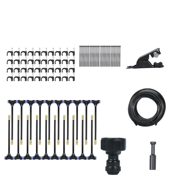 TAROFISH 360Â° Adjustable Irrigation System - 50FT Garden Watering System with 16 Nozzles, Garden Irrigation System, Greenhouse Accessories, Atomizing System for Yard, Lawn, Plants.