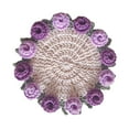 thumbnail image 1 of TAROFISH  3D Flower Knitted Coaster DIY Knitted Wool Ball Kit Home Table Coffee Table Office Desktop Classic Country Style Decoration16cm.,Purple, 1 of 9