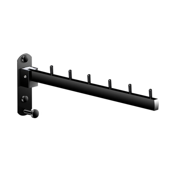 TAROFISH Black Swing-Arm Clothes Rack for Home Use, Space-Saving, Foldable Wall-Mounted Clothes Rack, Stainless Steel Swing-Arm Hook Rack, Suitable for Homes or Hotels