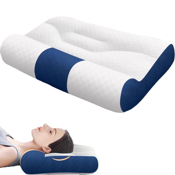 TAROFISH Cervical Neck Pillow for Pain Relief, Contour Memory Foam Pillows for Sleeping, Ergonomic Pillow Orthopedic Cooling Pillow Bed Pillow Neck Support for Side Back Stomach Sleepers,Blue(1Pc)