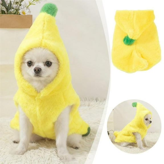 TAROFISH Dog Banana Winter Coat Super Soft Warm for Cats Dogs Under 35lbs Christmas Halloween Dress up Winter Wear,S,Yellow