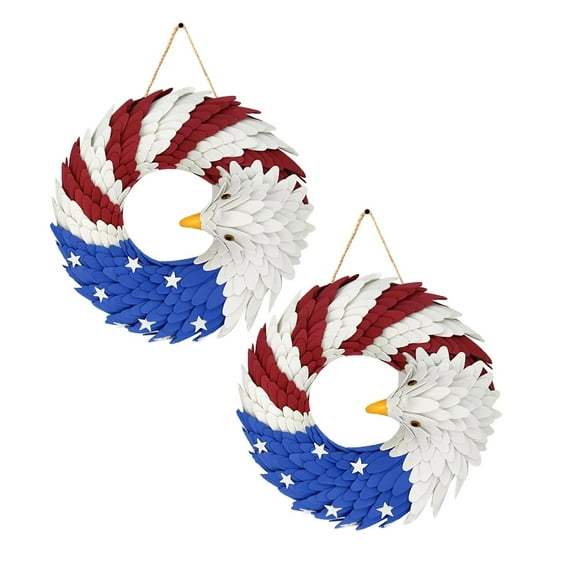 TAROFISH Eagle Shaped Front Door 4th of July Decorations, Patriotic Flag Wreath Decorations, Porch, Patio and Wall 2d Independence Day Wreaths, Summer Holiday Hanging Ornaments