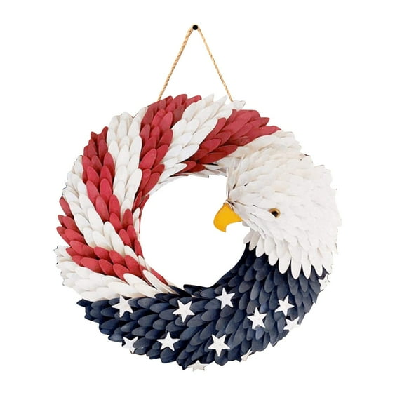 TAROFISH Eagle Shaped Front Door 4th of July Decorations, Patriotic Flag Wreath Decorations, Porch, Patio and Wall 2d Independence Day Wreaths, Summer Holiday Hanging Ornaments
