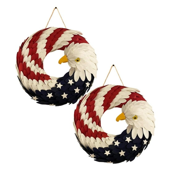 TAROFISH Eagle Shaped Front Door 4th of July Decorations, Patriotic Flag Wreath Decorations, Porch, Patio and Wall 2d Independence Day Wreaths, Summer Holiday Hanging Ornaments