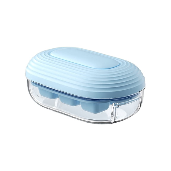 TAROFISH Home Mini One Touch Press Ice Compartment Ice Cube Mould, Ice Cube Tray for Fridge with Box/Container, Stackable, with Storage Ice Bucket Kit.,Blue,13X6.5X5.2cm