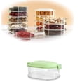 thumbnail image 1 of TAROFISH Layered Spice Storage Box 5.51 Inch Transparent Stackable Seasoning Organizer with Airtight Lid for Kitchen Pantry Refrigerator,Green,1,1 Layer, 1 of 6
