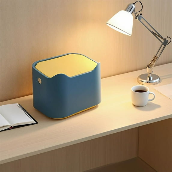 TAROFISH Mini Desktop Trash Can Small Waste Bin Cat Shape Design Compact Garbage Disposal for Home Office Bedroom 6.97 Inch,Blue,1pc