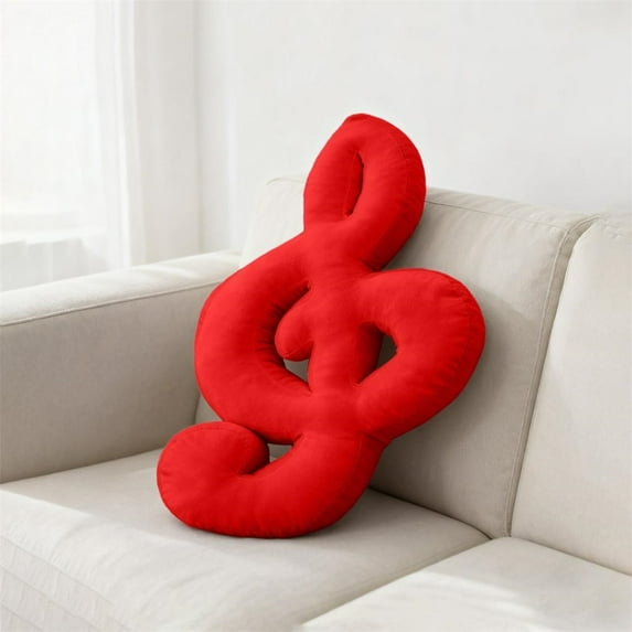 TAROFISH Musical Note Throw Pillow 19.69 Inch Soft Plush Cushion for Music Lovers Home Decor Bed Sofa Living Room,Red,1PC