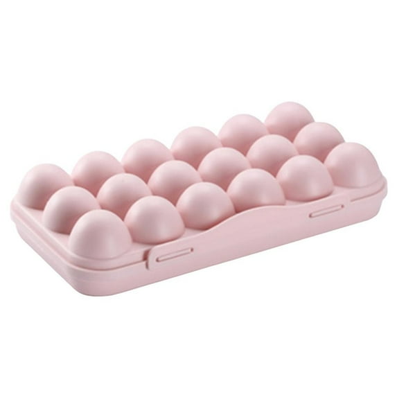TAROFISH Reusable Egg Carton with Lid 18-Cell Stackable Refrigerator Egg Storage Container Plastic Egg Tray for Kitchen Restaurant Camping 11.81 Inch,Pink
