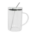 thumbnail image 1 of TAROFISH Transparent Glass Water Cup, Large Glass Cup with Lid and Straw, Suitable for Home Office Drinking Cup, Beverage Utensil Gift Idea,Clear,1PC, 1 of 6