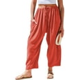 thumbnail image 1 of TARSE Womens Linen Wide Leg Pants Casual Loose Drawstring Summer Beach Travel Vacation Palazzo Harem Pants with Pockets, 1 of 5
