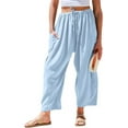 thumbnail image 1 of TARSE Womens Linen Wide Leg Pants Casual Loose Drawstring Summer Beach Travel Vacation Palazzo Harem Pants with Pockets, 1 of 5