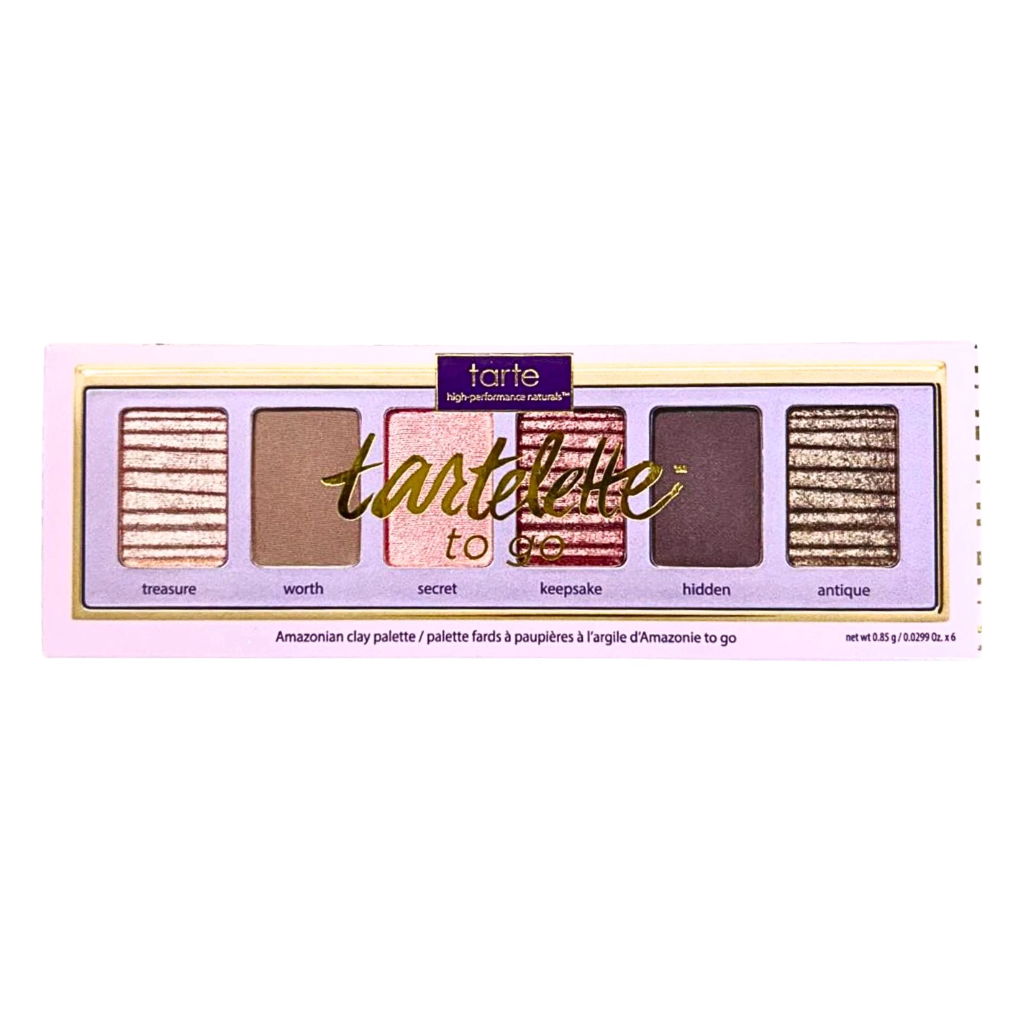 Tarte Tartelette To Go Amazonian Clay Mini Palette, 6 Neutral Shades, Matte & Shimmer Eyeshadows, 12H Long-Wear, Vegan