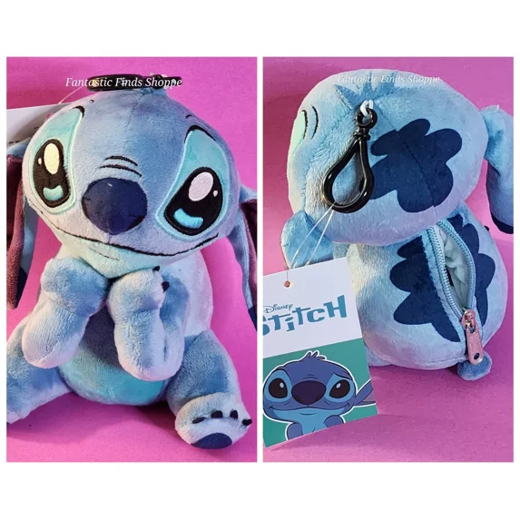 Disney Sleepy Stitch Plush Bag Clip Coin Purse Keychain Keyring 8" NWT