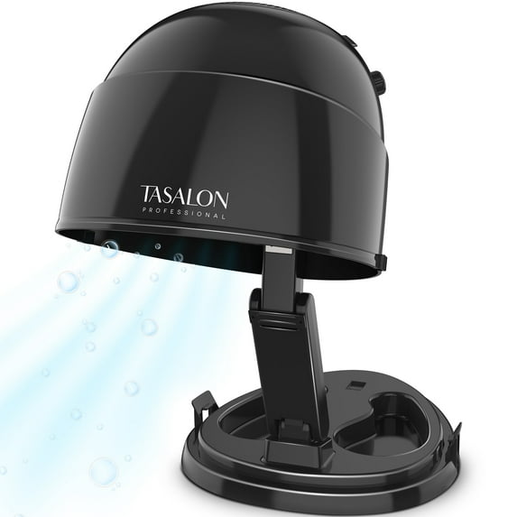 TASALON 1875W Ionic Hooded Hair Dryer with 3 Heat Settings, Professional Sit-Under Dryer for Home & Salon, Portable Ceramic Hair Dryer Bonnet,Black